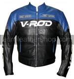 V ROD Harley Davidson Motorrad-Lederjacke blau schwarz