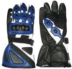 Blue Motorcycle Leather Gloves