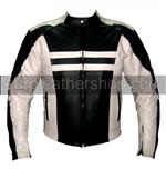 Motorcycle racing leather jacket black and white c