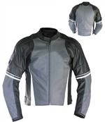 motorcycle fashion leather jacket black and grey